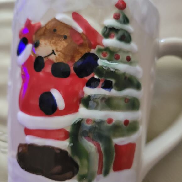 Christmas, Winter, Holiday Mugs Cups Set of 4 One Red One Blue One Tan One Green - Picture 2 of 12